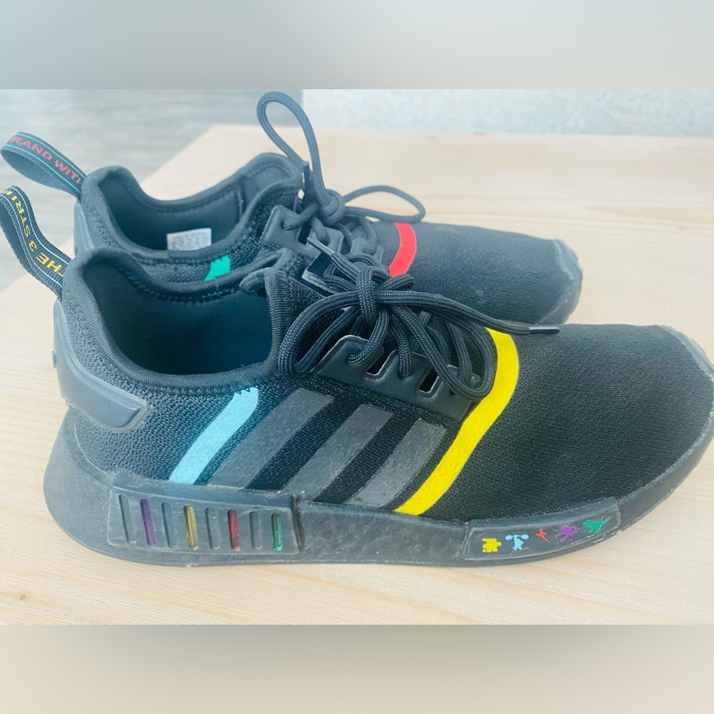 Adidas Pixar Kids' Black Sneakers with Multicolor Stripes
